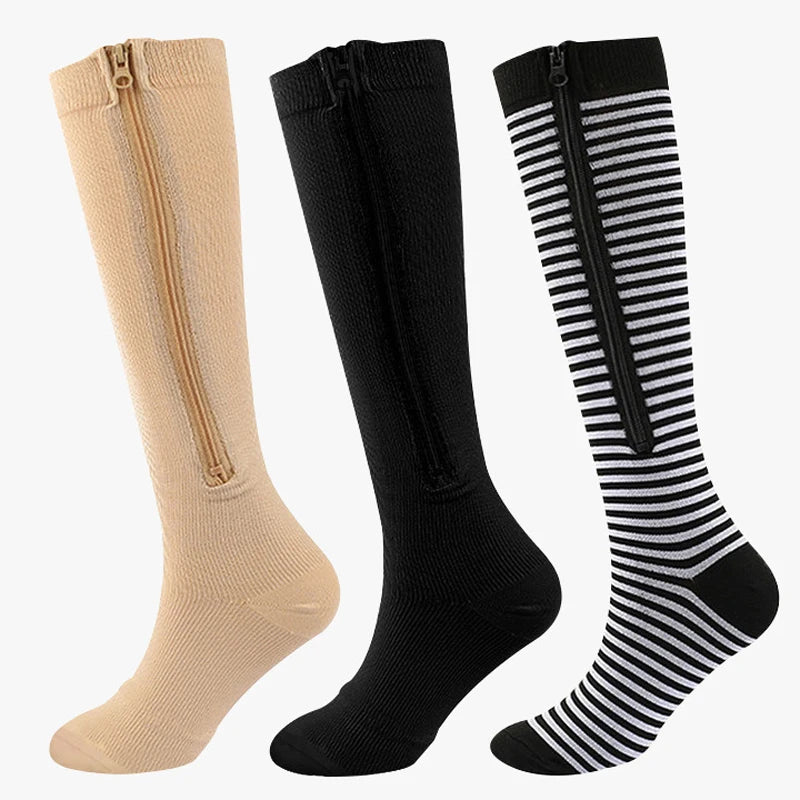 Chaussettes de compression à fermeture éclair médicale pour hommes et femmes, haute élasticité, bas de pression Parker fermé, ny