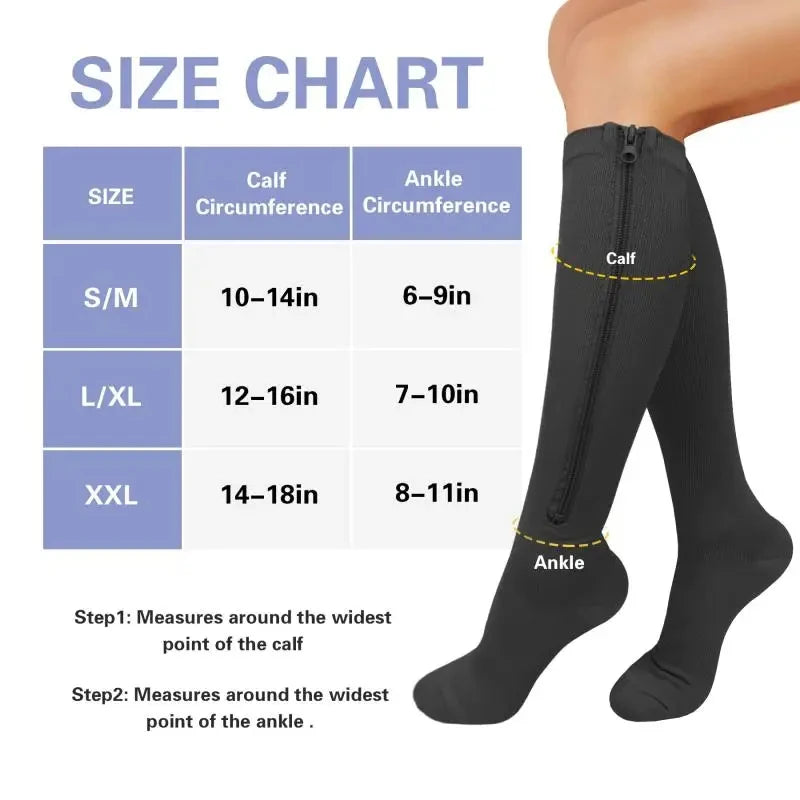 Chaussettes de compression à fermeture éclair médicale pour hommes et femmes, haute élasticité, bas de pression Parker fermé, ny