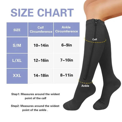 Chaussettes de compression à fermeture éclair médicale pour hommes et femmes, haute élasticité, bas de pression Parker fermé, ny