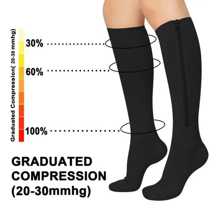 Chaussettes de compression à fermeture éclair médicale pour hommes et femmes, haute élasticité, bas de pression Parker fermé, ny