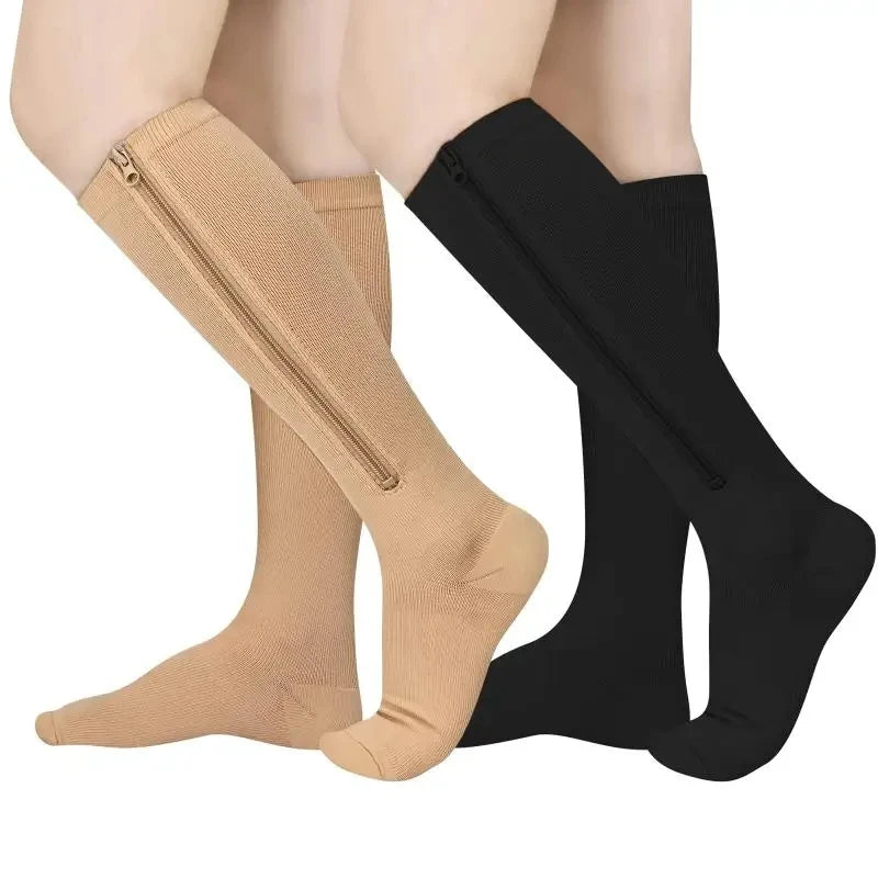 Chaussettes de compression à fermeture éclair médicale pour hommes et femmes, haute élasticité, bas de pression Parker fermé, ny